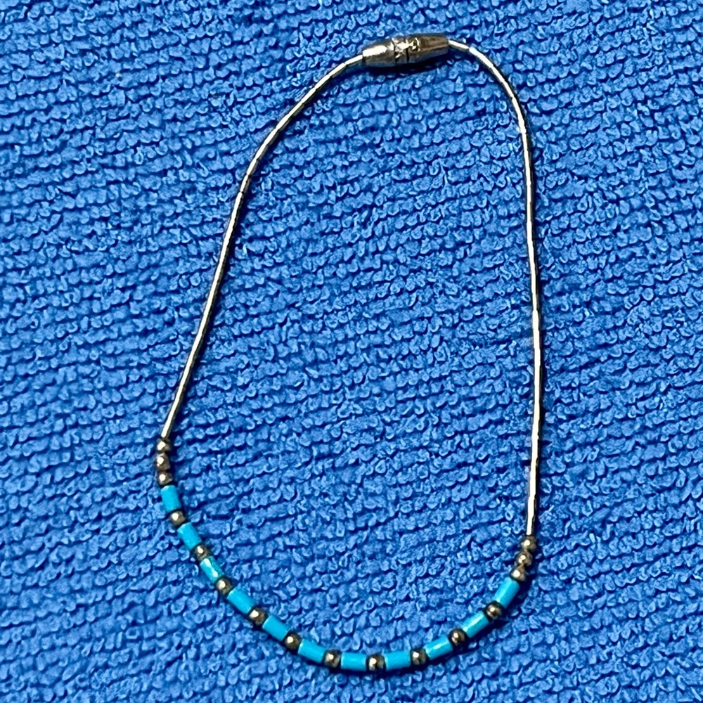 Vintage Silver & Turquoise bracelet/ankle Ends screw together. Boho Beach Gypsy